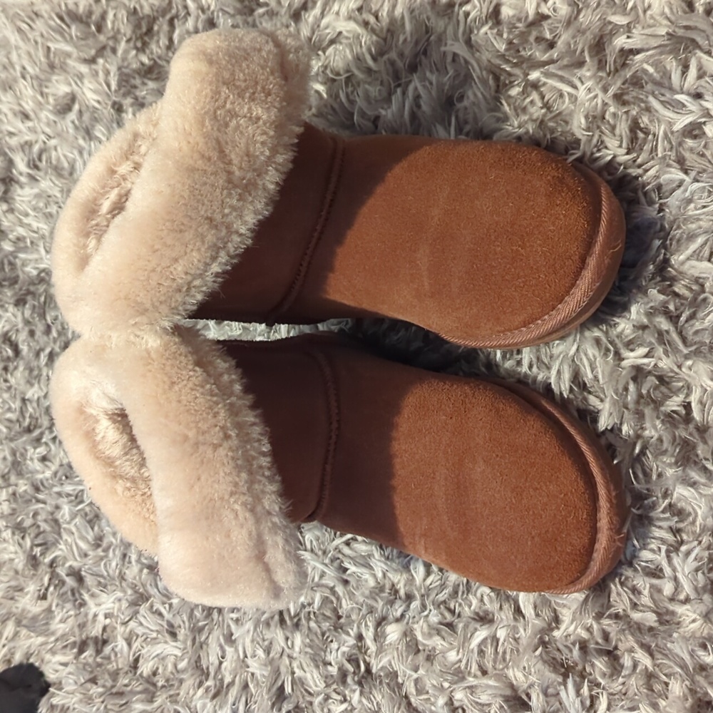 Tan button boots